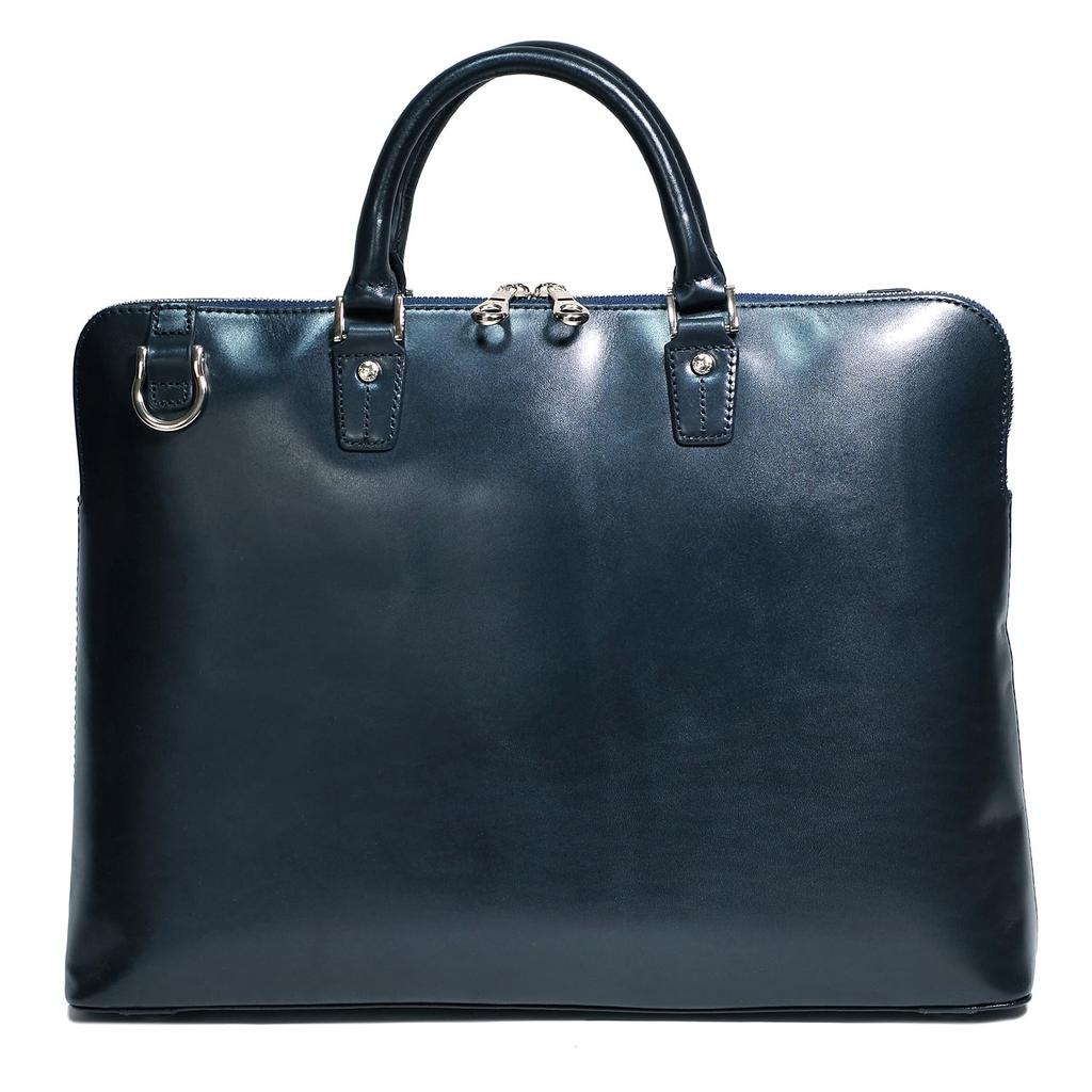 Joya Men's Saddle Leather Business Bag, Genuine Leather, 2-Way Briefcase, A4 Size, Navy, J4202