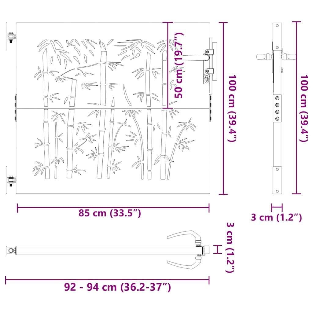 Garden Gate 85 x 100 cm Powder Coated Steel Black