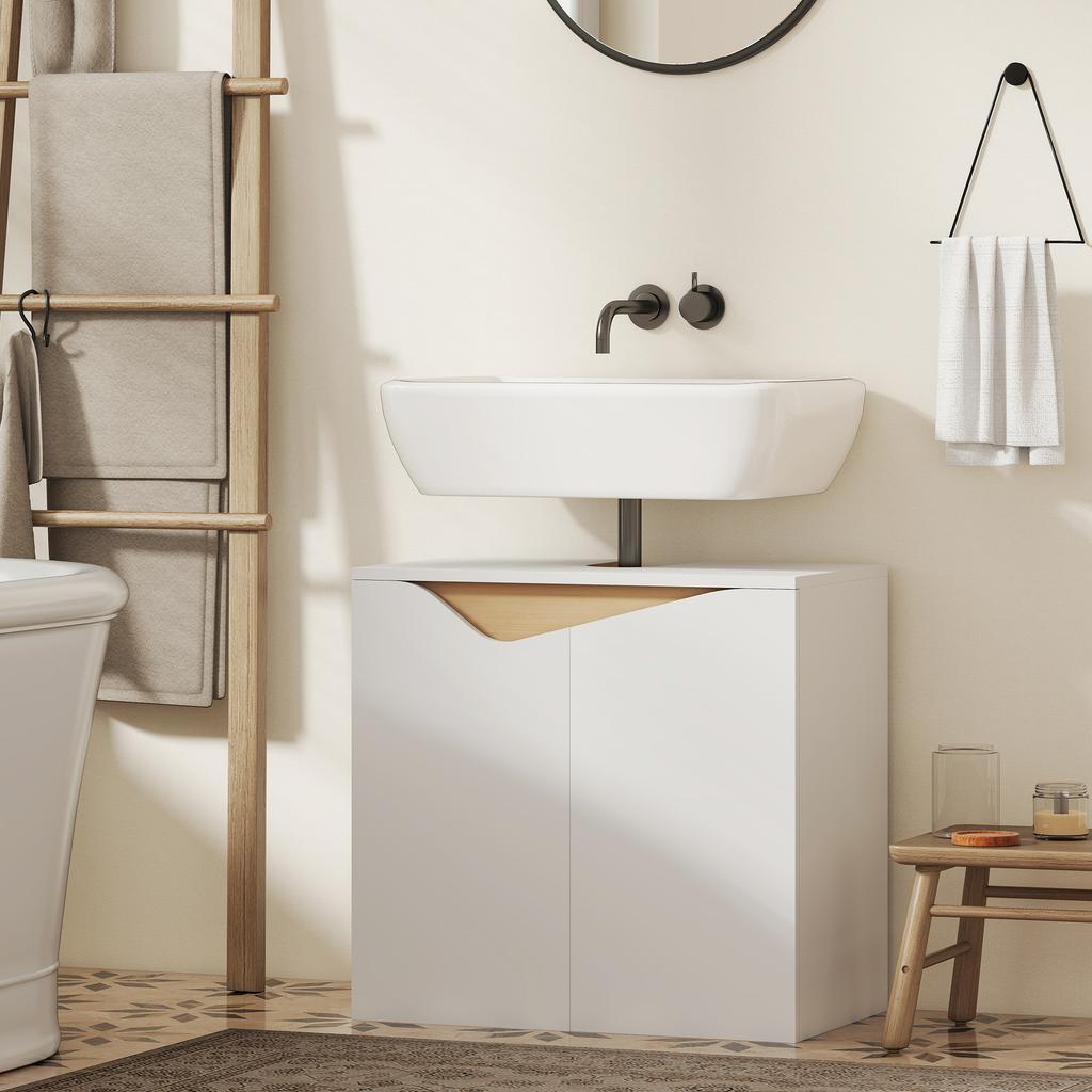 Vanity Unit, Bathroom Cabinet with Soft-Close Doors, White, 60 x 35 x 57.9 cm