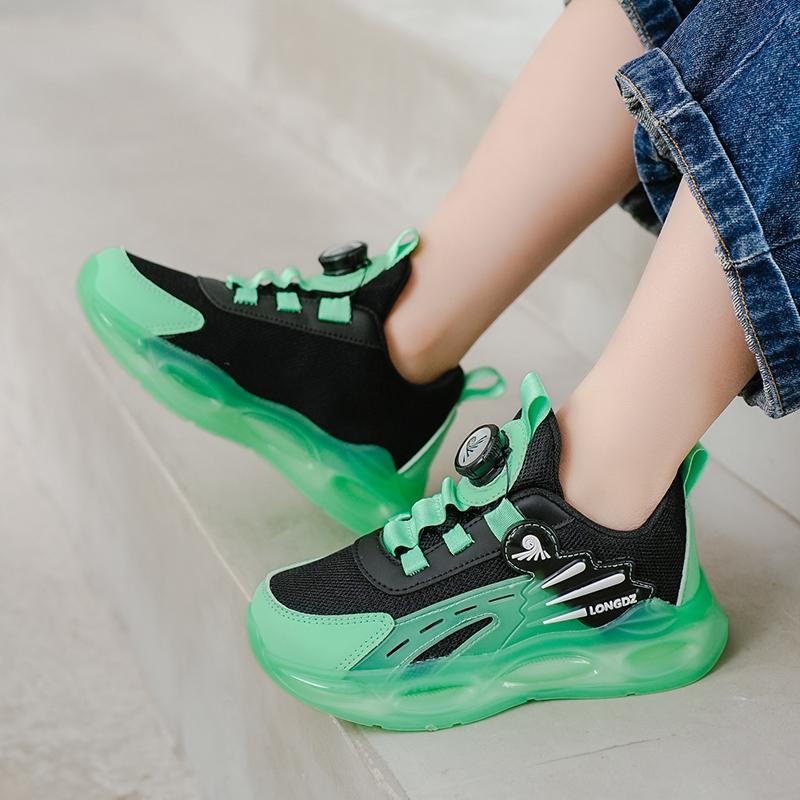 29-39 Children's Plus Size Convenient Rotating Buckle Fashionable Mesh Casual Sports Shoes Outdoor Running Shoes