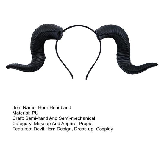 Goat Horn Headband Gothic Devil Horns Hair Hoop Halloween Dress Up Hair Accessories for Halloween Party Cosplay Events