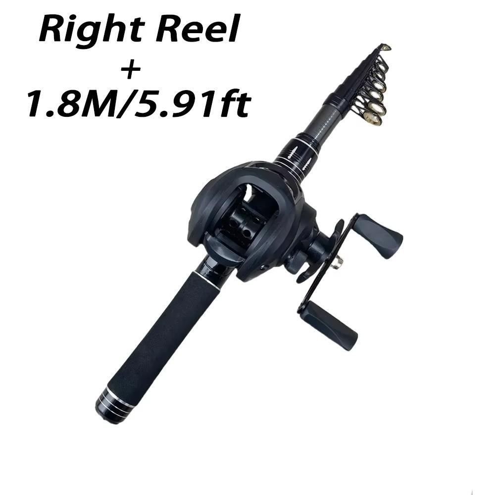 Long Casting Baitcasting Reel Combo Ultralight Travel Fishing Pole Telescopic Fishing Rod Travel