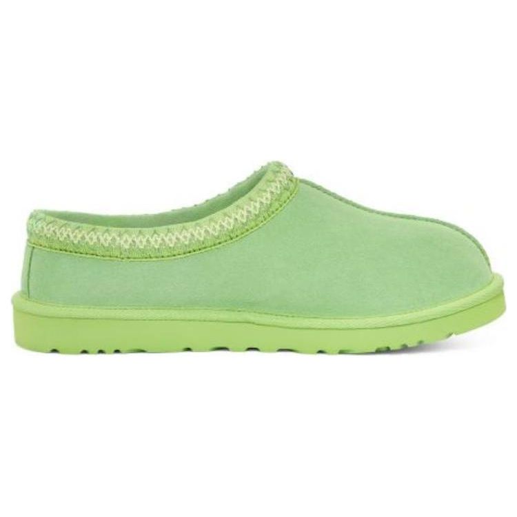 UGG Тасман Двухслойные кожаные с круглым носком Плюшевые модные хлопковые тапочки Мужские тапочки Попугайно-зеленый 5950-PTGN