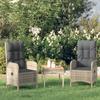VidaXL Garden Lounge Set 3 Pcs with Cushions Grey Wicker 319907