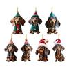 Cute Christmas Tree Pendant 2D Dog Car Hanging Interior Christmas Ornaments  Home