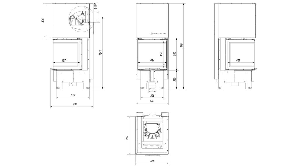 Умный стальной камин KRATKI NBC 500/500 8 кВт Ø 200 Подъемный MSK