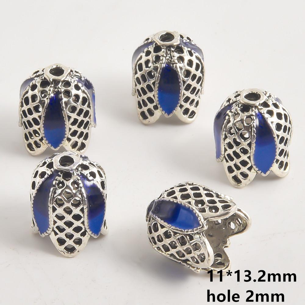 10pcs/Lot Vintage Enamel Flower Bead Cap Accessories For Jewelry Making Supplies Bohemia End Caps Handmade Connectors Materials
