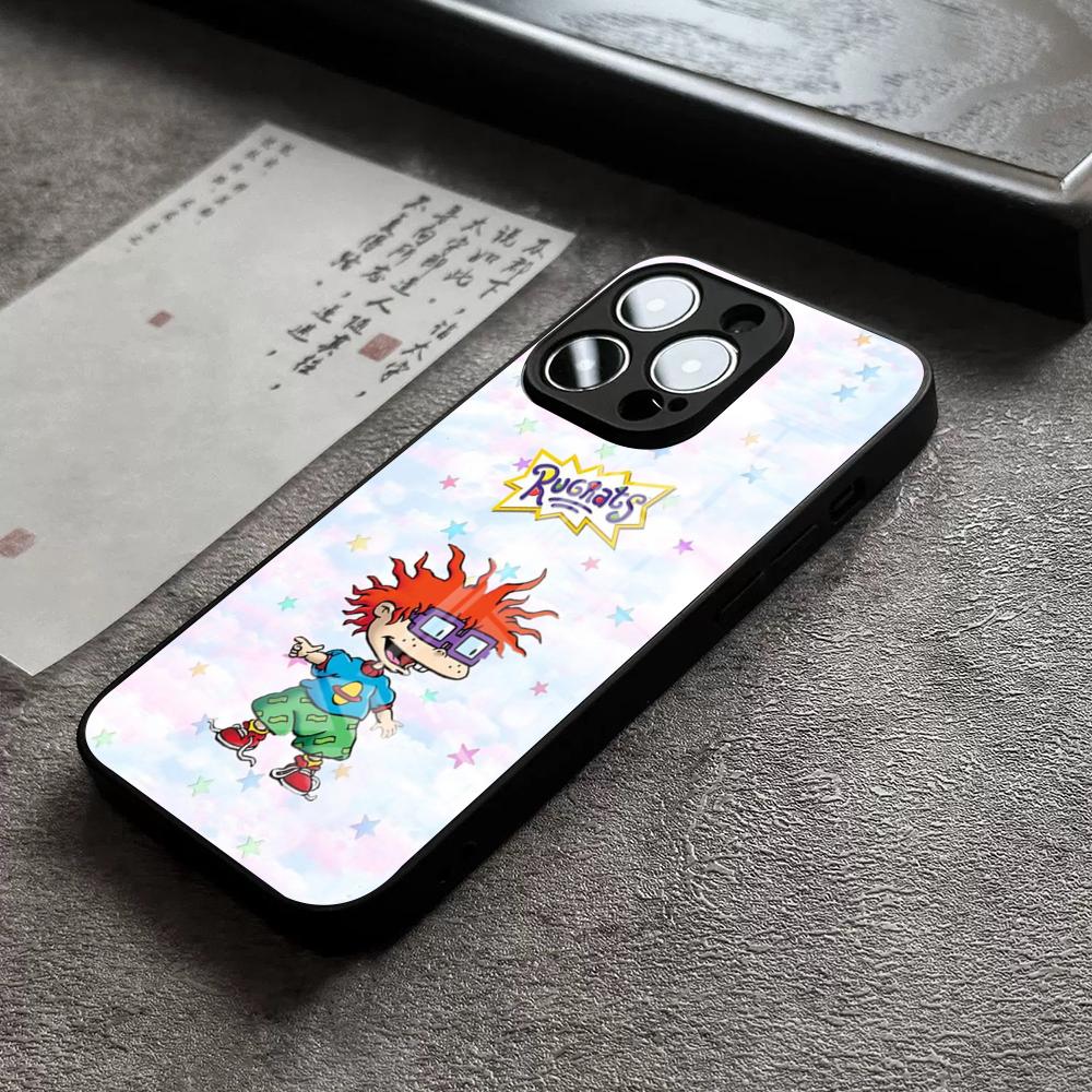 Чехол для телефона для iPhone 17 Pro Max 14 Pro 15 12 11 13 Mini X XR XS 16 Plus SE Стеклянная крышка Мальчик и Девочка Rugrats Чаки