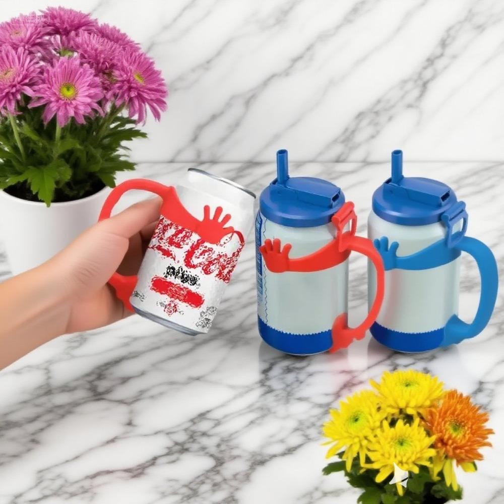 Palm Design Soda Can Handle with Suction Cup Soda Can Grip Portable Soda Can Support  Party