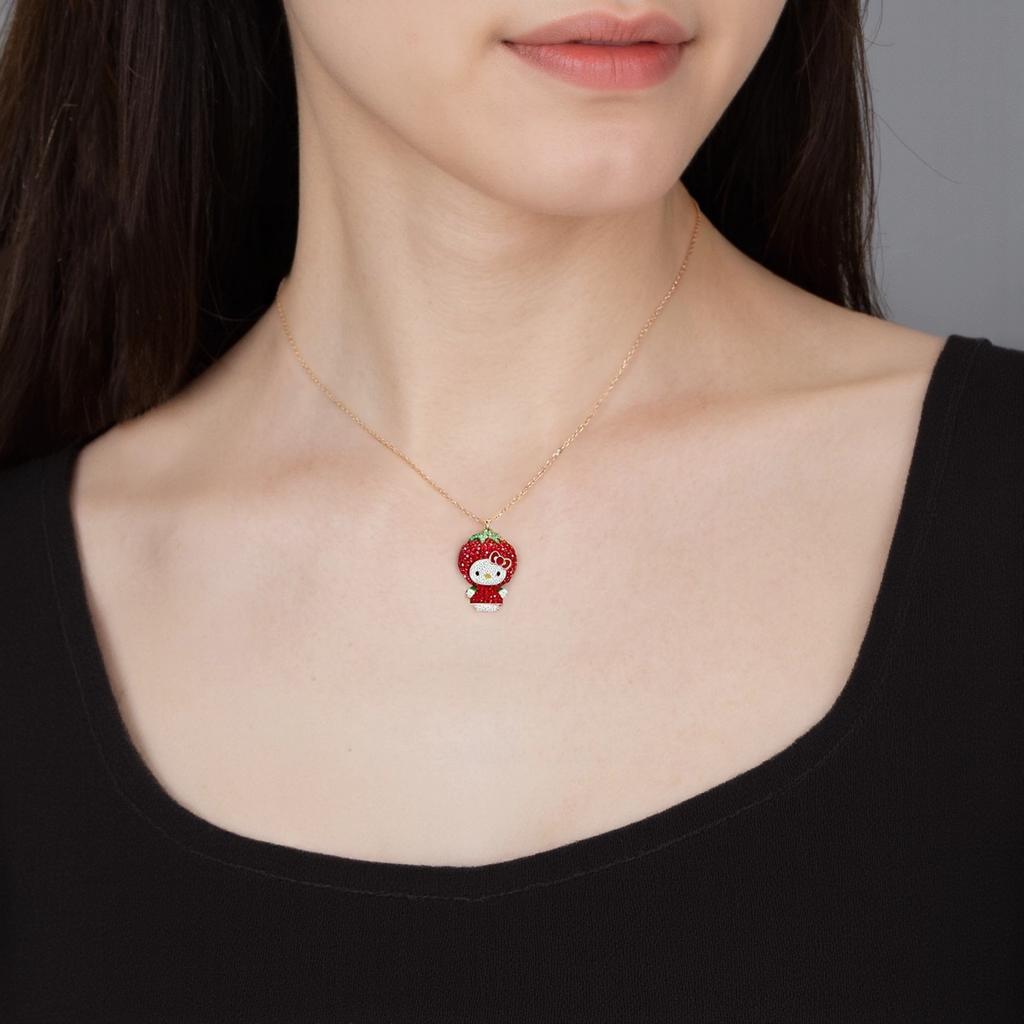 Swarovski Ожерелье Hello Kitty с клубникой для женщин, разноцветное 5374364