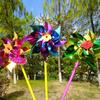 Windmill Hot Wholesale Gift Plastic Single Flower Outdoor Decoration Mixed Color Kindergarten Night Market