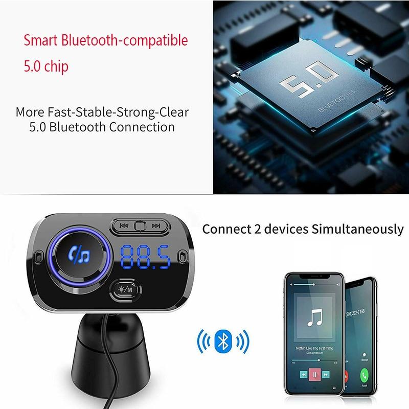 Автомобильный комплект громкой связи, беспроводной Bluetooth-совместимый 5,0 MP3-плеер, автомобильный FM-передатчик, USB, быстрая зарядка, автомобильные аксессуары, FM-модулятор