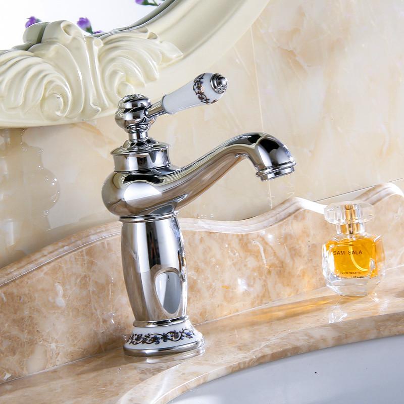 Basin Faucets Chrome Bathroom Faucet Ceramic Base Single Hole Brass Basin Sink Faucet Single Handle Water Mixer Taps Crane M-16