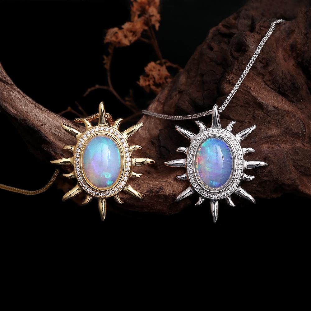 Hope Gemstones Натуральный овальный опал из Эфиопии 10*14 мм кулон из серебра 925 пробы Ожерелье Изысканные украшения для женского подарка на годовщину