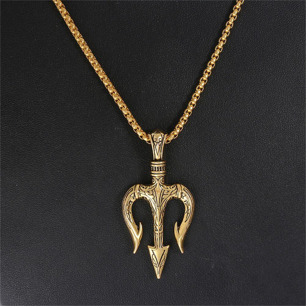 Мода Новый Ретро Рок Винтаж Панк Кулон Трезубец Нептуна Хип-Хоп Чокер Ожерелье