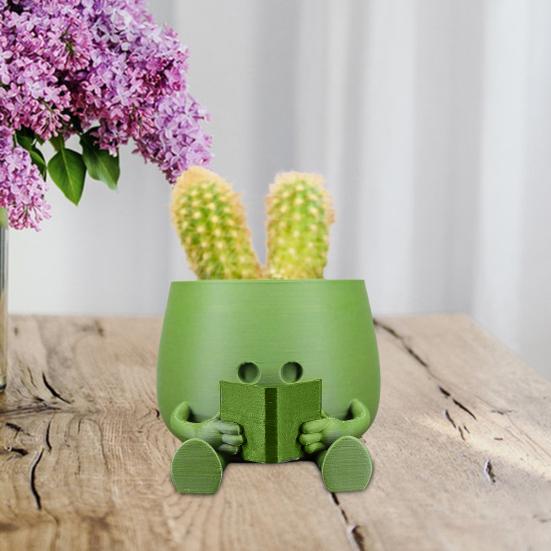 Счастливое лицо, горшок для цветов из смолы, гитара, приятель, сидящая мультяшная фигурка, суккулентный горшок для рабочего стола, кактусы, комнатные растения