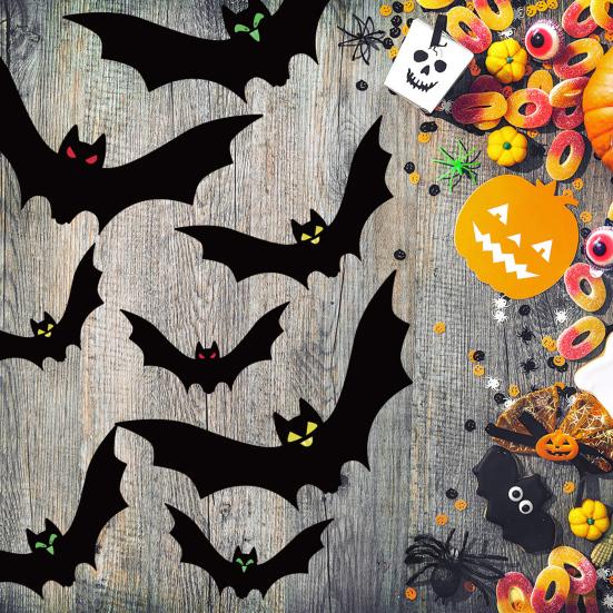 Halloween Hanging Bats Decorations Large Flying Bats with Glowing Eyes for Indoor Outdoor Tree Porch Yard Lawn Home Decor
