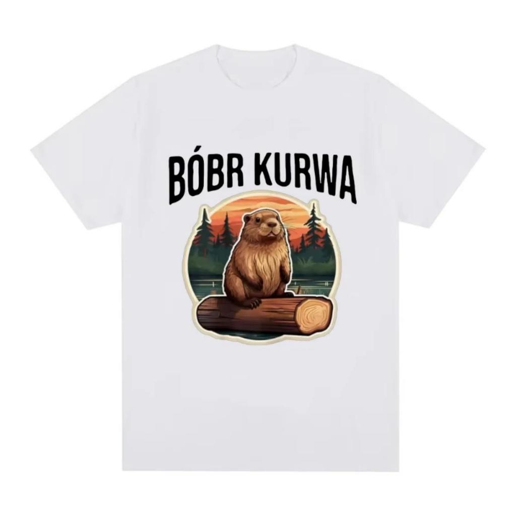 Футболка с принтом Bober Kurwa Bobr Смешной мем Графическая Мода для мужчин и женщин Хип-Хоп Короткий рукав Свободные Футболки Хлопок Комфорт Футболка