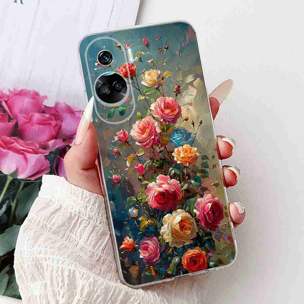 For Huawei Honor 90 Lite Case New Painted Flowers Soft Silicone TPU Cover For Honor 90 Lite CRT-NX1 6.7" Shockproof Phone Cases