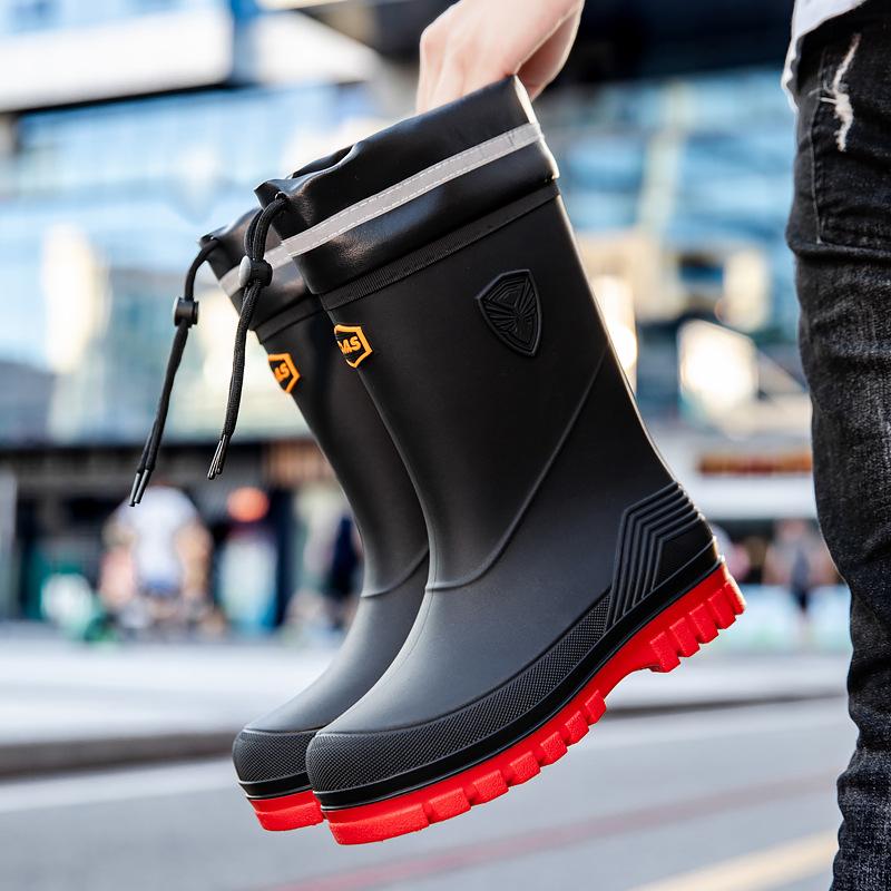 Fashion Men's Waterproof Shoes Rain Boots Medium Tube Korean Version Japanese Rubber Shoes Foot Cover Adult Foreign Trade Export