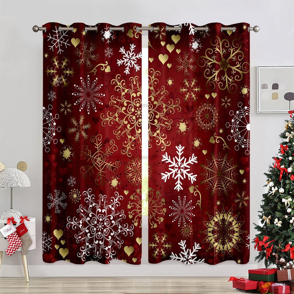 Christmas Decoration Curtains Snowflakes Christmas Tree Decoration Curtains Living Room Bedroom Fireplace New Year Curtains