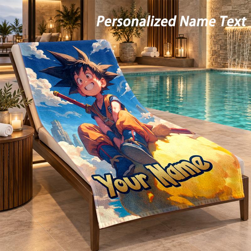 Dragon Ball Custom Name Beach Towel Large Soft Towel for Indoor Bathroom Outdoor Beach