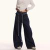 0123Start Waist-Stitched Flared Hem Jeans Unisex Loose American Retro Baggy Scimitar Pants Trendy