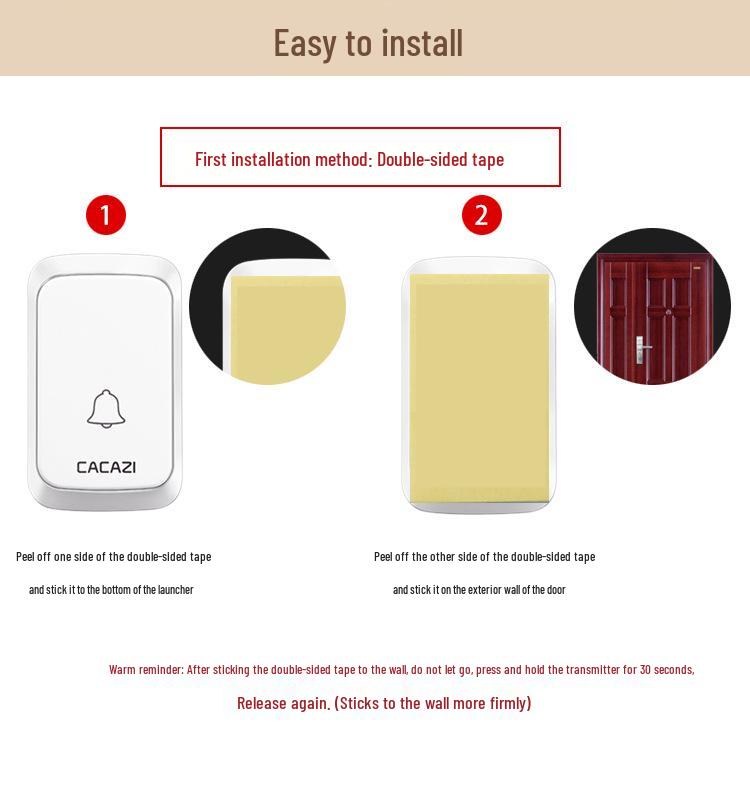Waterproof Flashing Wireless Doorbell: Battery-Operated with Call Button, No Plug Needed, Ideal for Home Use