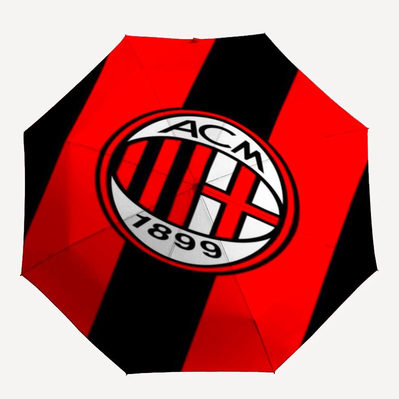 Автоматический зонт в тематике AC Milan, легкий и портативный, 8 спиц, идеально подходит для путешествий на открытом воздухе, на дни рождения, Рождество, в качестве подарков.