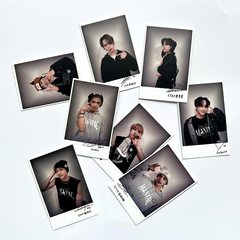 Stray Kids Набор из 8 фотокарточек в стиле Polaroid, милые карточки с участниками, открытка с автографом, коллекционные товары для фанатов K-pop, декоративный аксессуар, подарок
