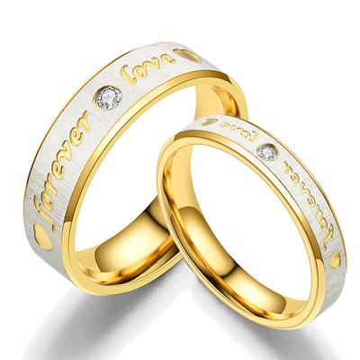 Модные парные кольца с гравировкой "Forever Love" Кольцо из нержавеющей стали для мужчин и женщин с цирконом Обручальные обручальные кольца ювелирные изделия