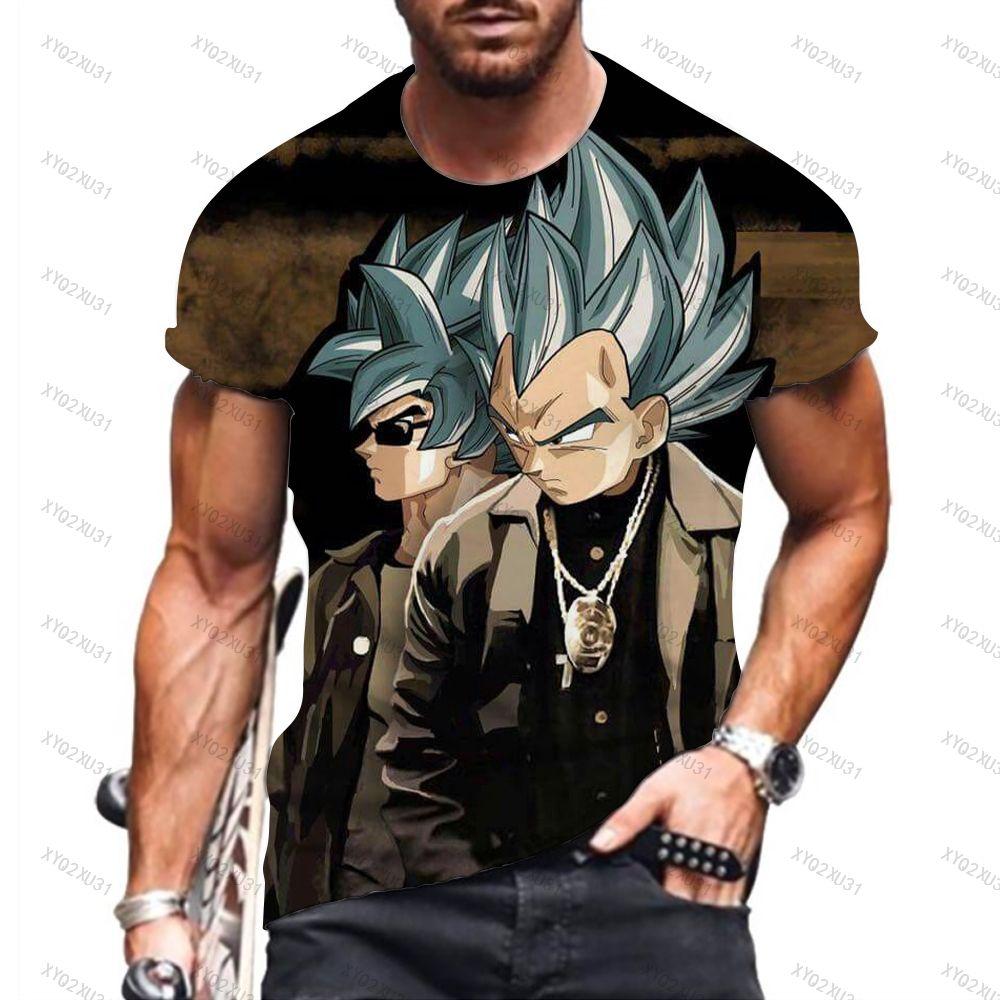 Мужская одежда Dragon Ball Z Футболка Оверсайз Футболка Аниме Dragon Ball Футболки Сон Гоку Топы Супер Сайян Футболка Одежда для Мальчиков