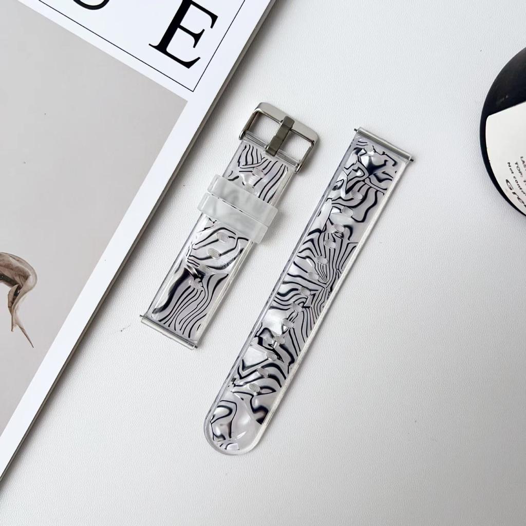 20 мм 22 мм универсальный ремешок для часов - TPU Shell Zebra Pattern Летний дышащий спортивный ремешок для умных часов Samsung Galaxy Watch Huawei Watch Xiaomi Watch