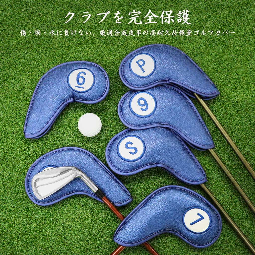 Magnetic Closure Golf Iron Wedge Premium PU and with Embroidered Protective Head Cover Covers, Headcovers, Leather, Lightweight, Waterproof,
