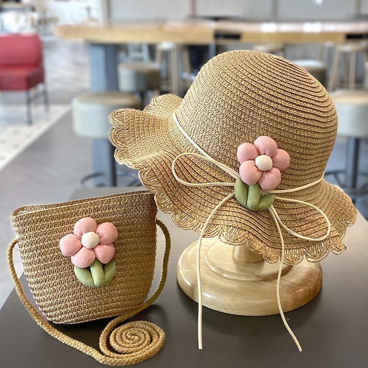 Summer Children's Sun Protection Beach Straw Hat Princess Girl's Vacation Woven Sun Hat