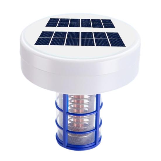 Solar Pool Ionizer Automatic Floating Pool Cleaner with LED Lights Solar Charging Chlorine-Free Pool Water Purifier Ionizer for Above Ground