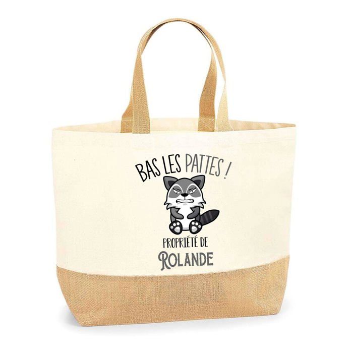 Sac cabas - PLANETEE - Rolande Bas les pattes - Jute - Motif raton laveur - Imprimé en France