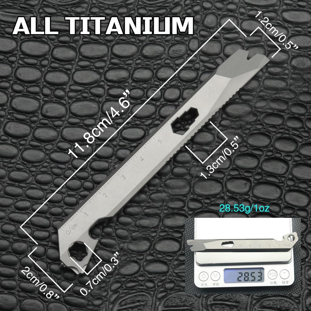 Titanium Pry Bar 10 in 1 Mini Pry Bar EDC Pocket Tool Titanium Screwdriver Keychain Gifts for Dad Husband Him