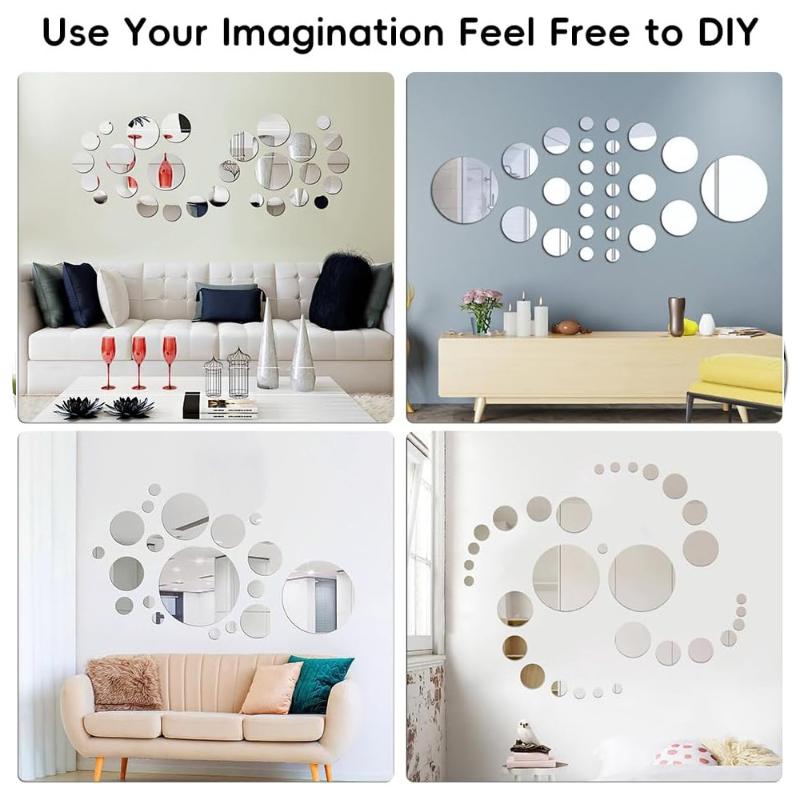 26Pcs 3D Round Mirror Acrylic Mirror Wall Sticker Diy Bedroom Bathroom And Tv Background Room Sticker Wall Decoration