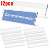 12 Pcs Desk Name Plate Holder Acrylic Clear Table Display Nameplate Horizontal Slant Office Desk Name Plate Card Base Stand