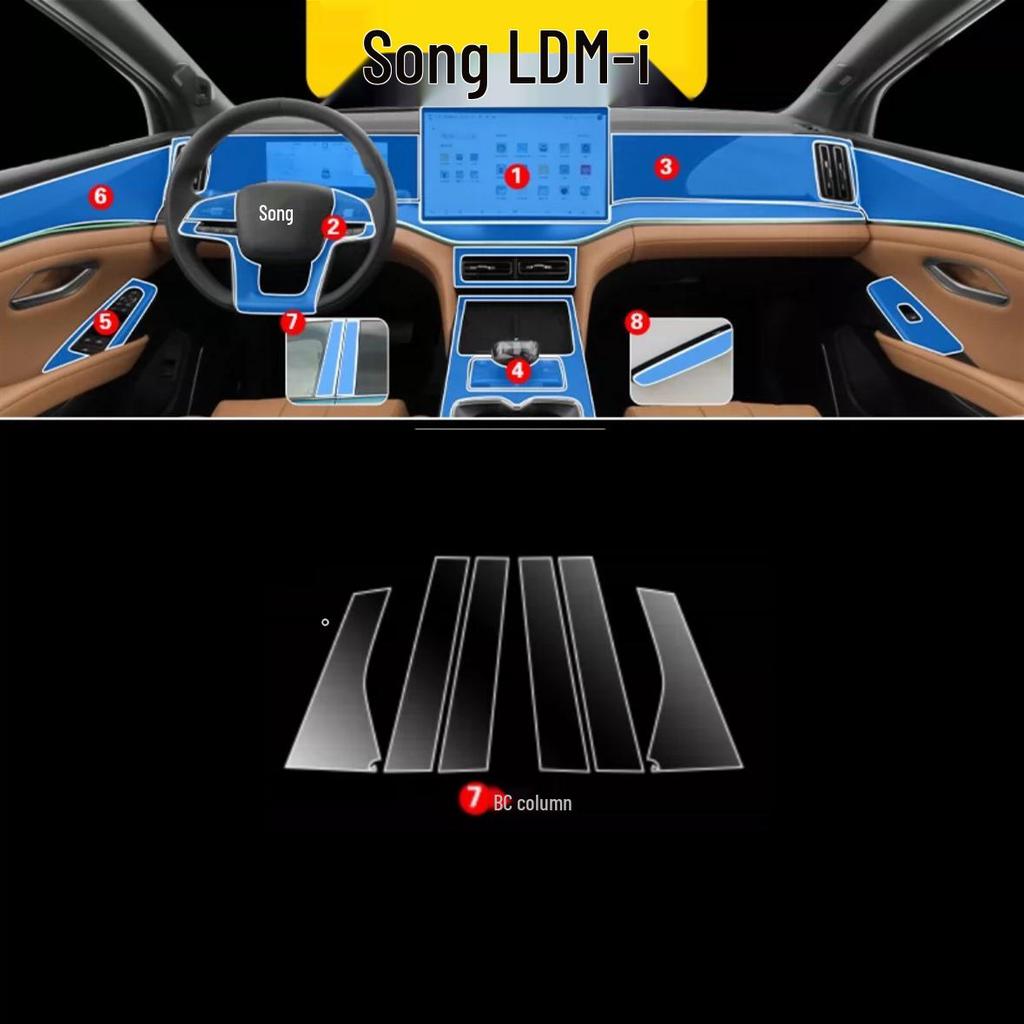 Интерьер BYD Song L-DMI-EV: Пленка из ТПУ для навигации и рычага переключения передач