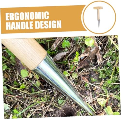 T-Handle Soil Hole Digger, Chrome-Plated Tool for Seedlings, Weeding & Soil Loosening