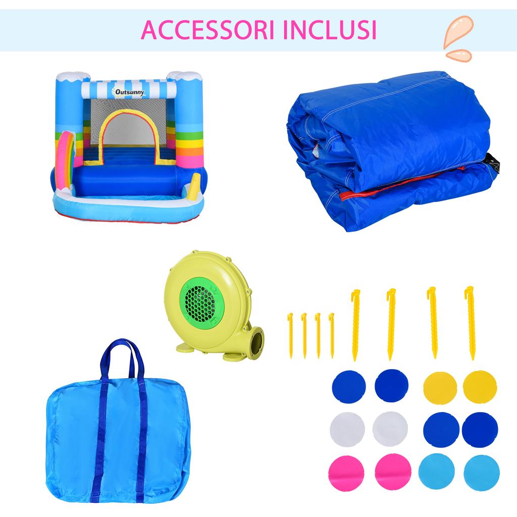 Inflatable Castle For Kids With Trampoline And Pool Electric Pump Included 280x170x155cm Multicolor