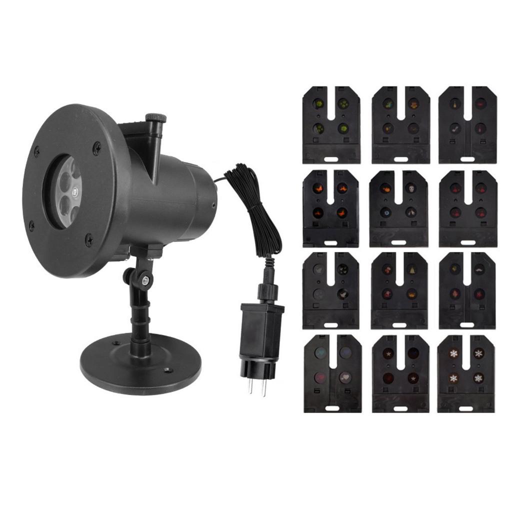 Уличный светодиодный кинопроектор, 12 карточек, вращающийся узор, свет для фестиваля, вечеринки, собрания, атмосферы, сценического освещения