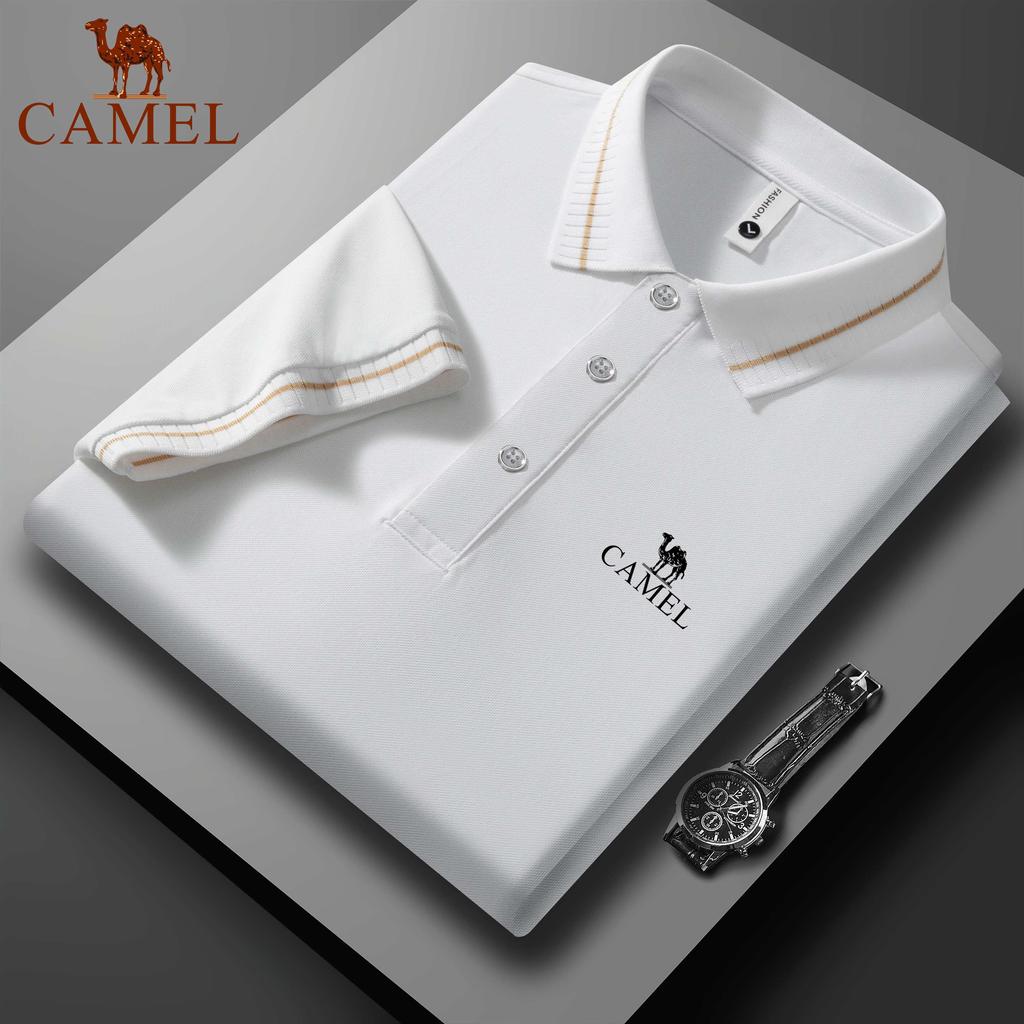 Camel 2025 Лето Новая спортивная повседневная футболка для гольфа с вышитыми лацканами, влагоотводящая и потоотводящая рубашка поло