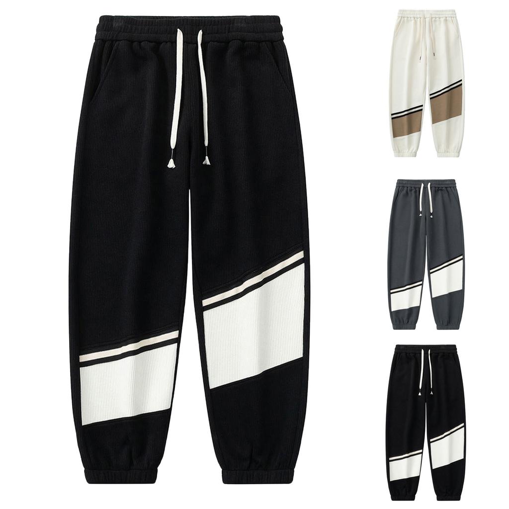 Men'S Casual Solid Color Drawstring Straight Leg Comfortable Pants