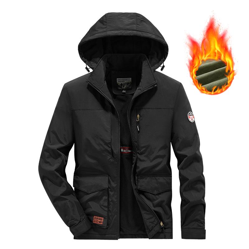 Мужская теплая короткая куртка с капюшоном, зимняя куртка на молнии с карманами, одежда для активного отдыха и досуга, ветрозащитная хлопковая куртка