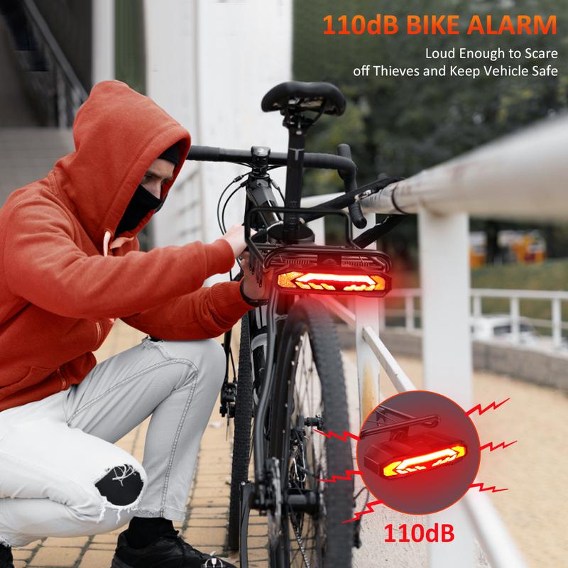 Elecpow Smart Bike Taillight Bike Anti Theft Alarm Horn With Remote Rechargeable Waterproof Bicycle Rear Lamp With Turn Signals
