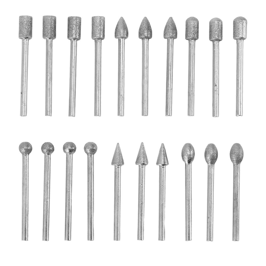 Набор из 20 шт., набор для резьбы по камню, набор вращающихся шлифовальных бит с хвостовиком 3 мм для стекла, металлического нефрита