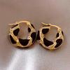 1 Pair Luxury Vintage Enamel U-Shape Leopard Print Earrings, Suitable for Women Everyday and Festive Occasions